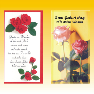 Geburtstagskarte 9,5 x 18cm, 8 fach sortiert, Goldschrift - zum Sonderpreis!